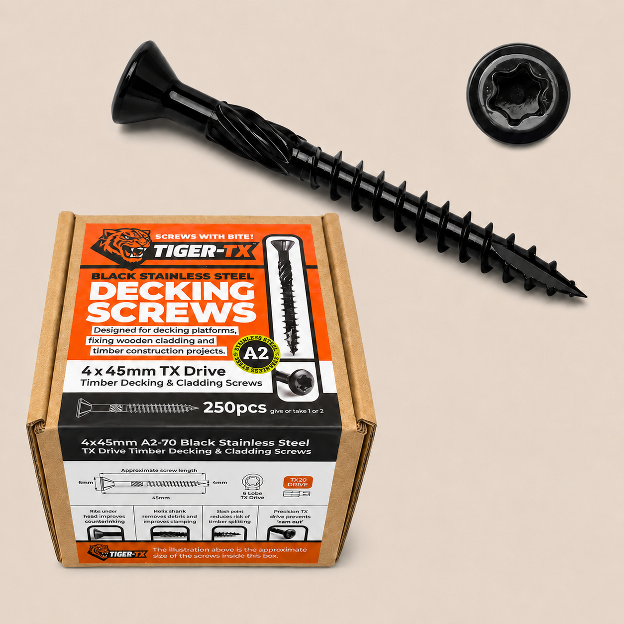 ProductOverview-1 Tiger-TX fixings for cladding/fencing 4x45mm - Image 1