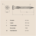 Tiger-TX fixings for cladding/fencing 4x45mm - Image 2